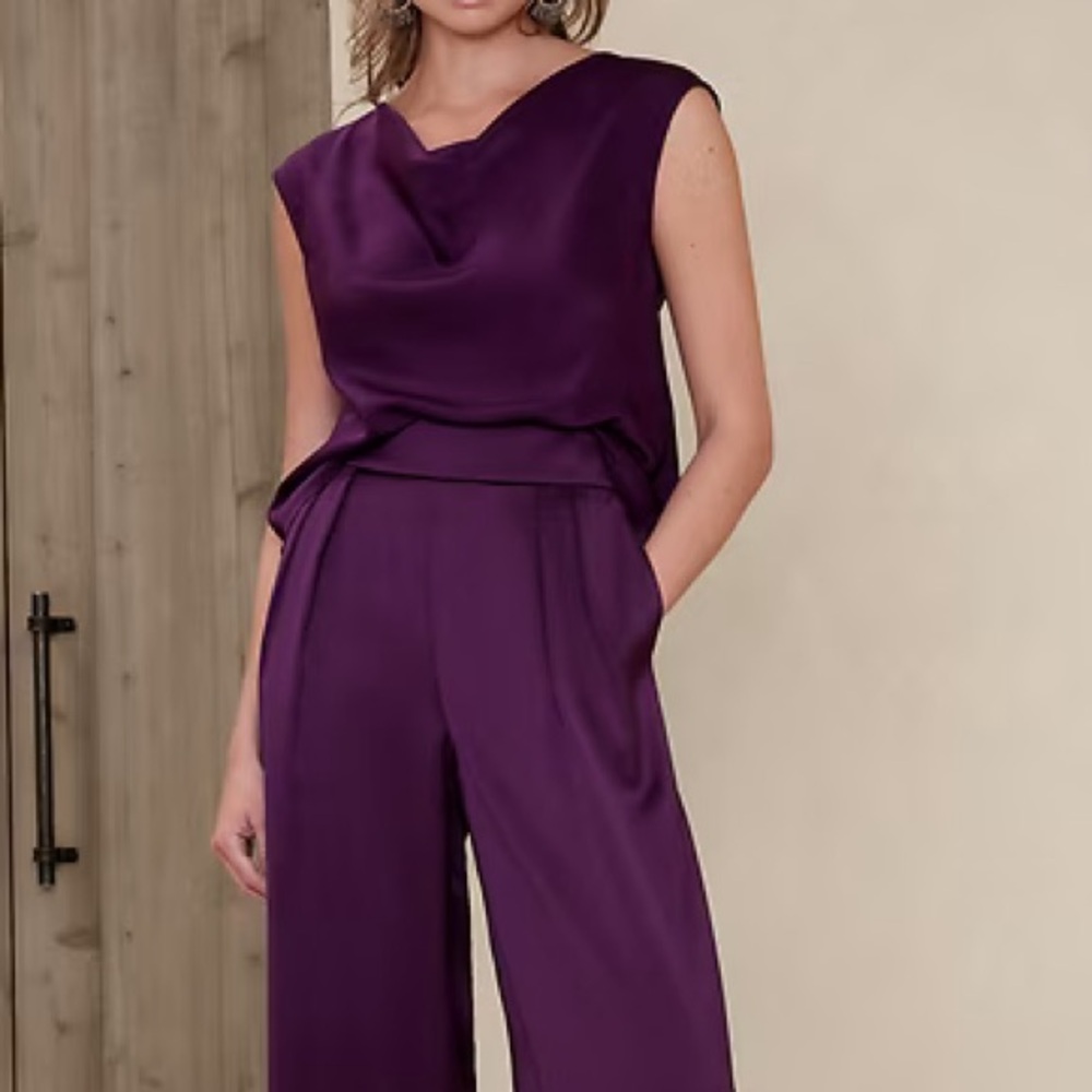 Banana Republic Purple Silky Cowl Neck Tank Top